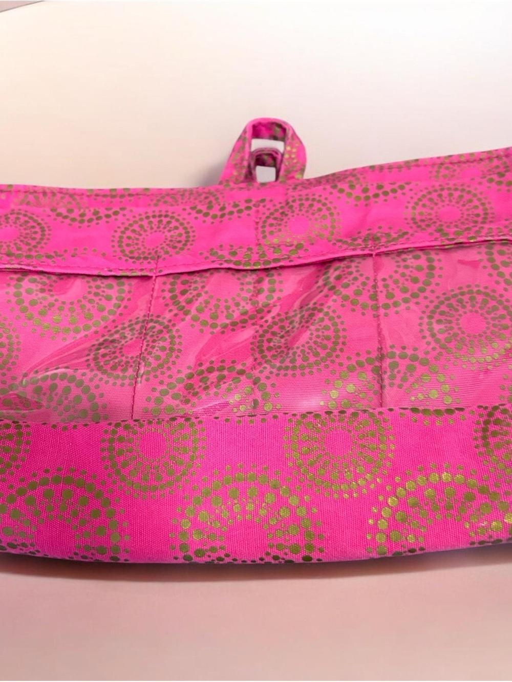 Pink Mini Bag with Gold Dot Pattern - Women's Mini Bag